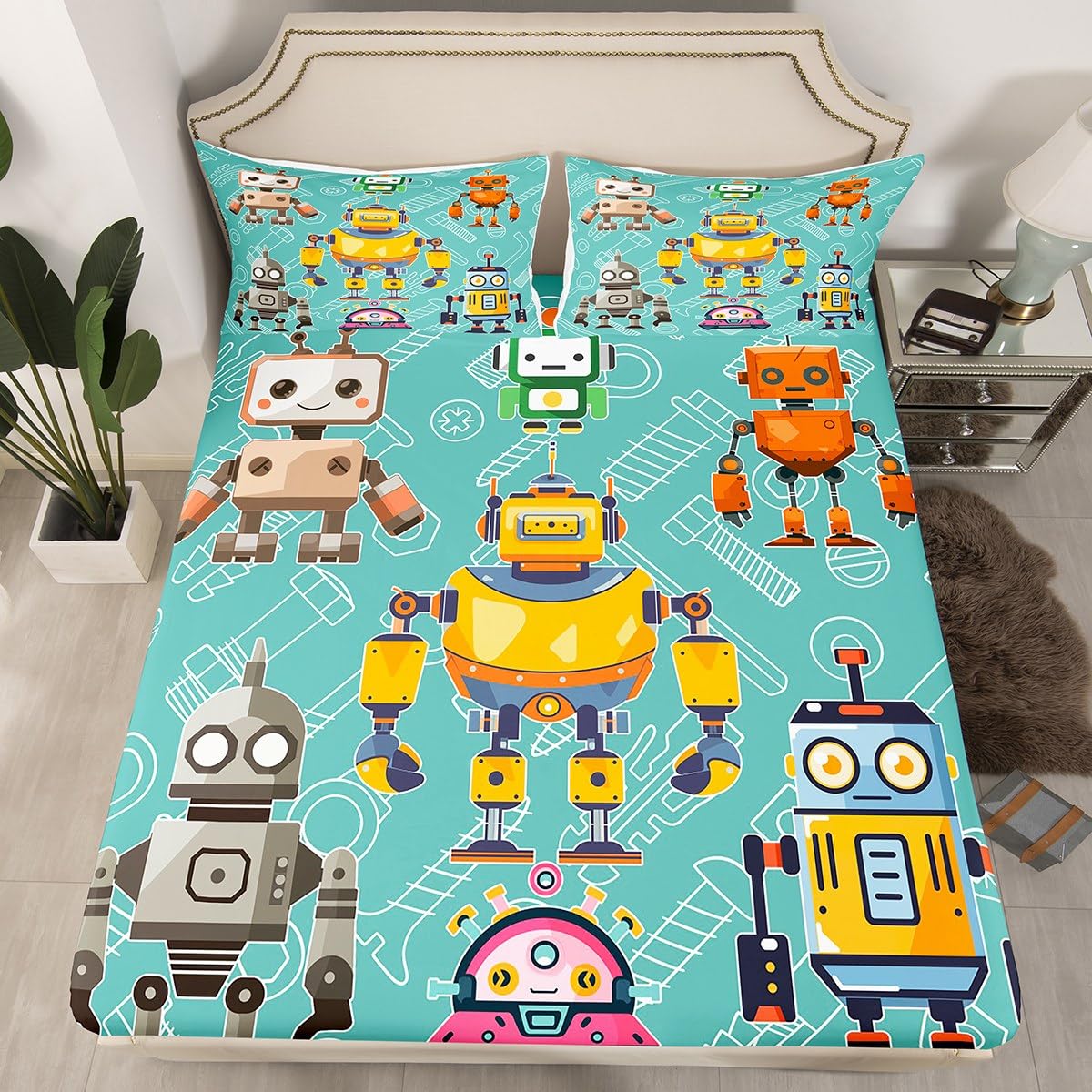 Housse de couette robot bleu grand lit pour éviter le linge terne en chambre d'enfant