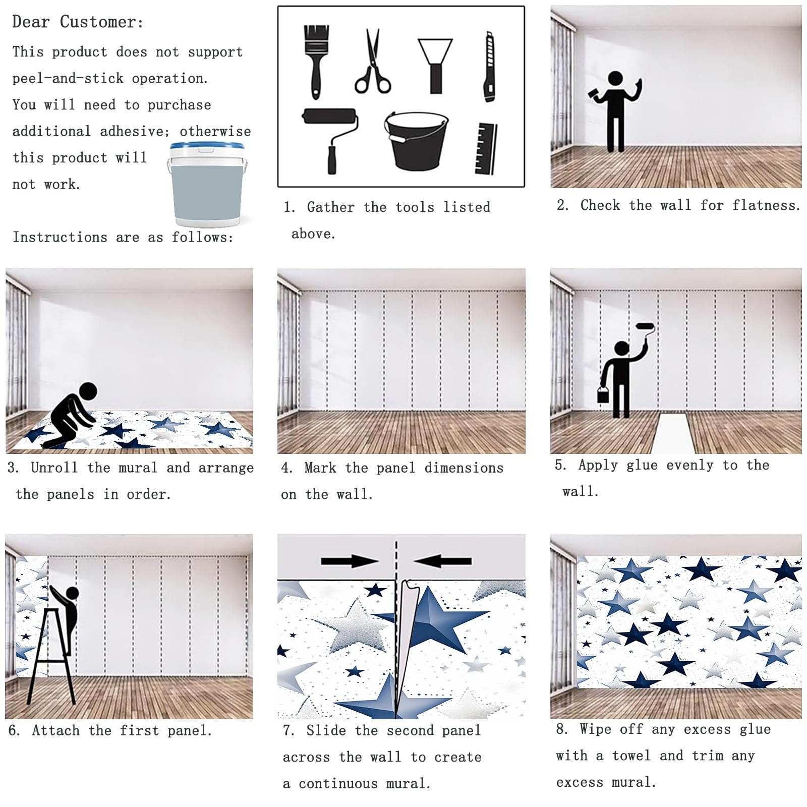 Tapeta minimalistyczna pięcioramienna gwiazda 200 x 140 cm, plakat ze zdjęciami tapeta ścienna dekoracja ścienna salon sypialnia pokój dziecięcy, granatowy srebrny