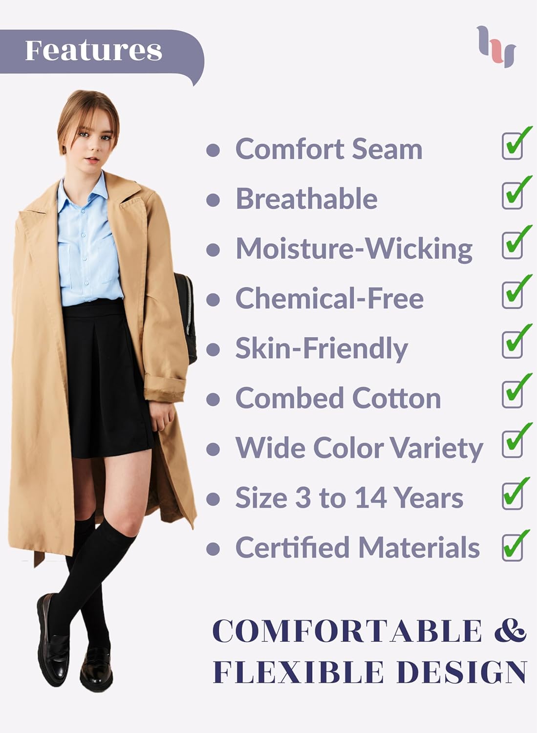 Girls, Boys, Kids, Knee High Long School Uniform Dress Socks, Premium Cotton, Soft, Toddler, 3-14 Years Old - Image 5