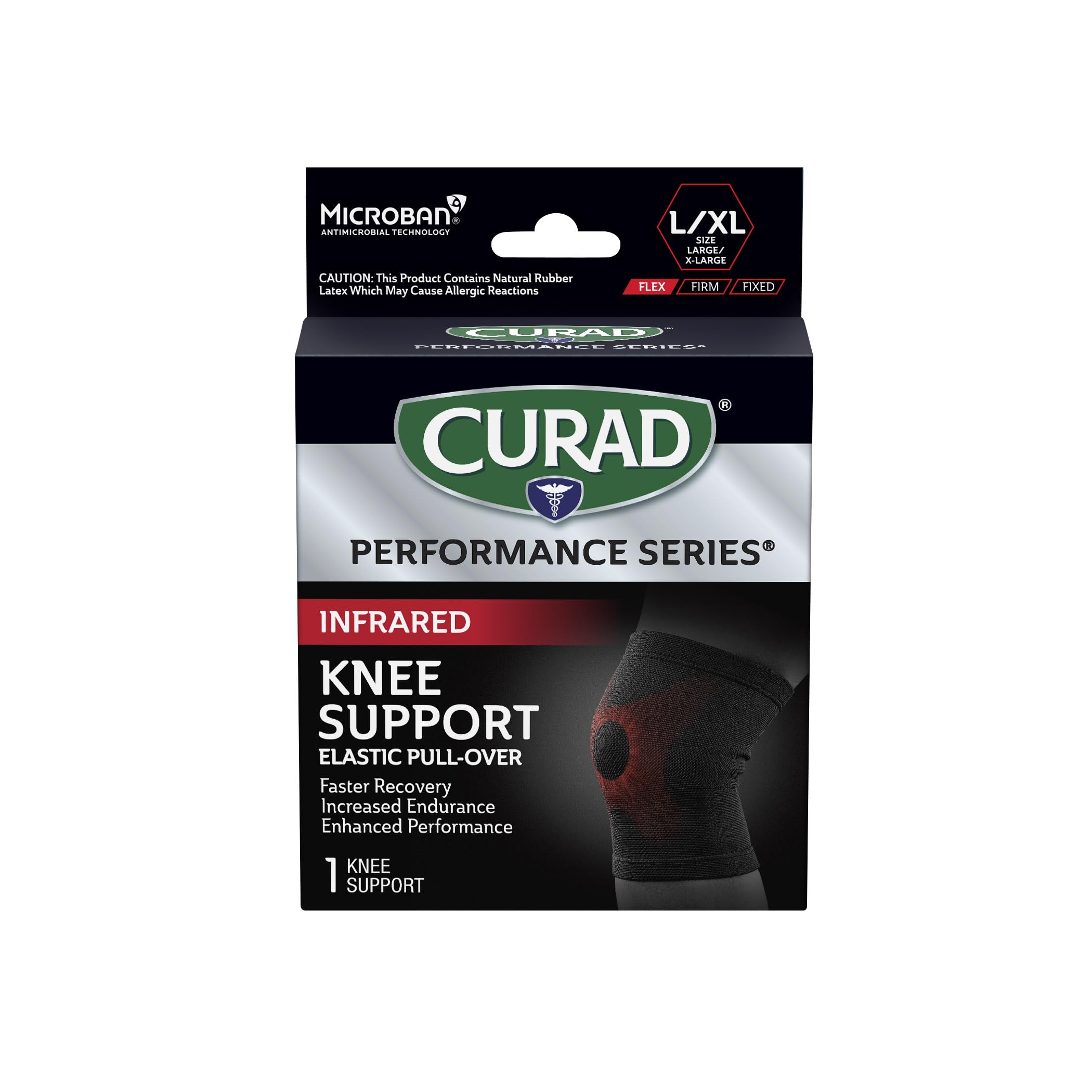CURAD Performance Series Infrared Knee Support, Elastic Knee Sleeve for Pain Management, Compression Support for Recovery and Performance, Powered by CELLIANT Technology, Large/X-Large