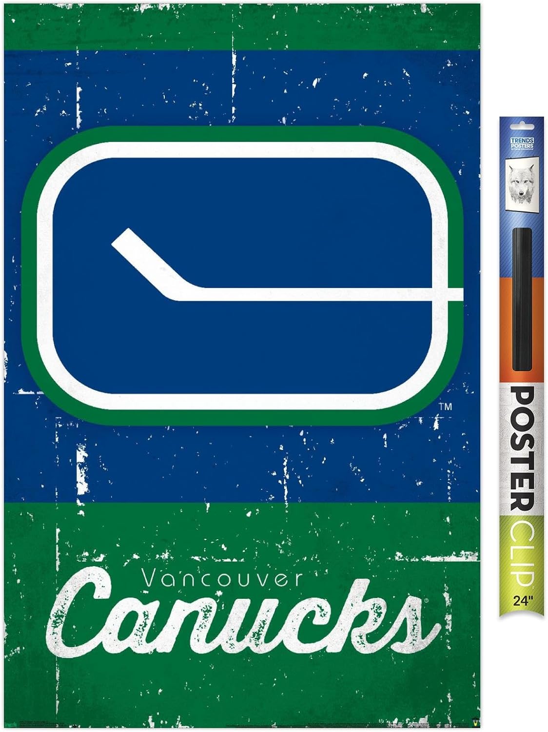 Trends International NHL Vancouver Canucks - Retro Logo 13 Wall Poster, 22.375" x 34", Black Framed Version
