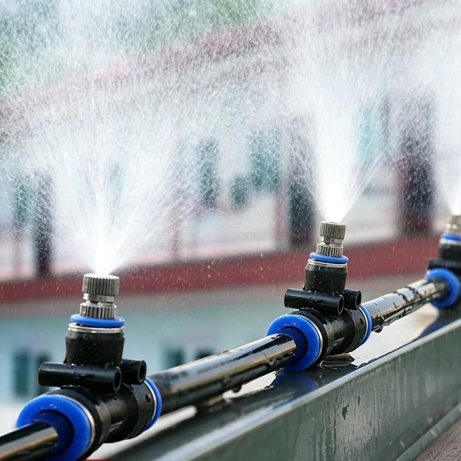 Sistema Irrigazione a Risparmio Idrico Sistema automatico di irrigazione per patio/portico/cortile posteriore/ponte, Rimozione polvere e pulizia(90m/295ft)