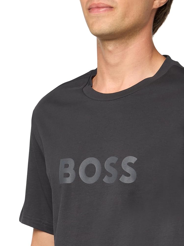 BOSS, Big Logo Cotton T-Shirt, Asphalt, S | Amazon.com