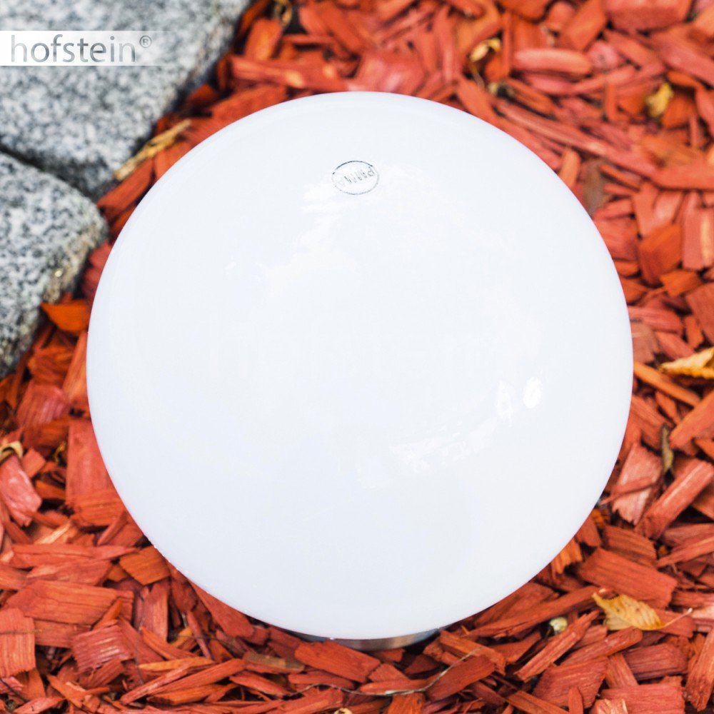 Lámpara solar Nassau, lámpara globo con pincho de tierra, lámpara globo de plástico blanco Ø 20 cm, lámpara de exterior con interruptor de encendido/apagado, lámpara solar con interruptor crepuscular