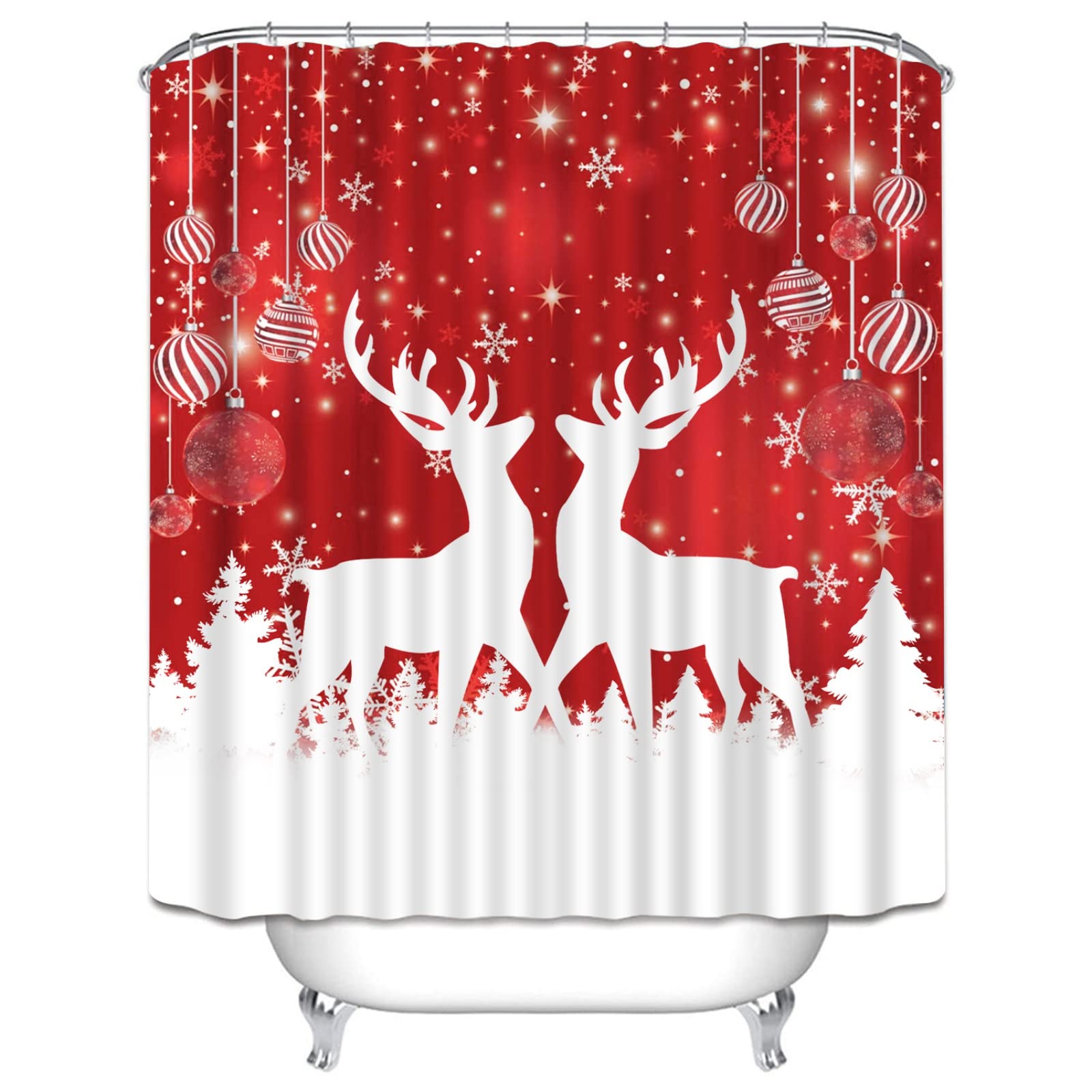 Amazon.com: Ochine Christmas Shower Curtain Set Merry Christmas Decorations, Santa Claus Snowman ...