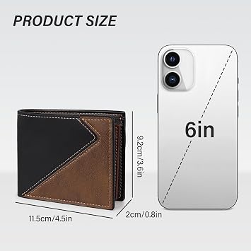 Mens Leather Wallets, Minimalist Bifold Compact Wallet, Slim Card Wallet with Coin Pocket and Multiple Card Slots (Black)