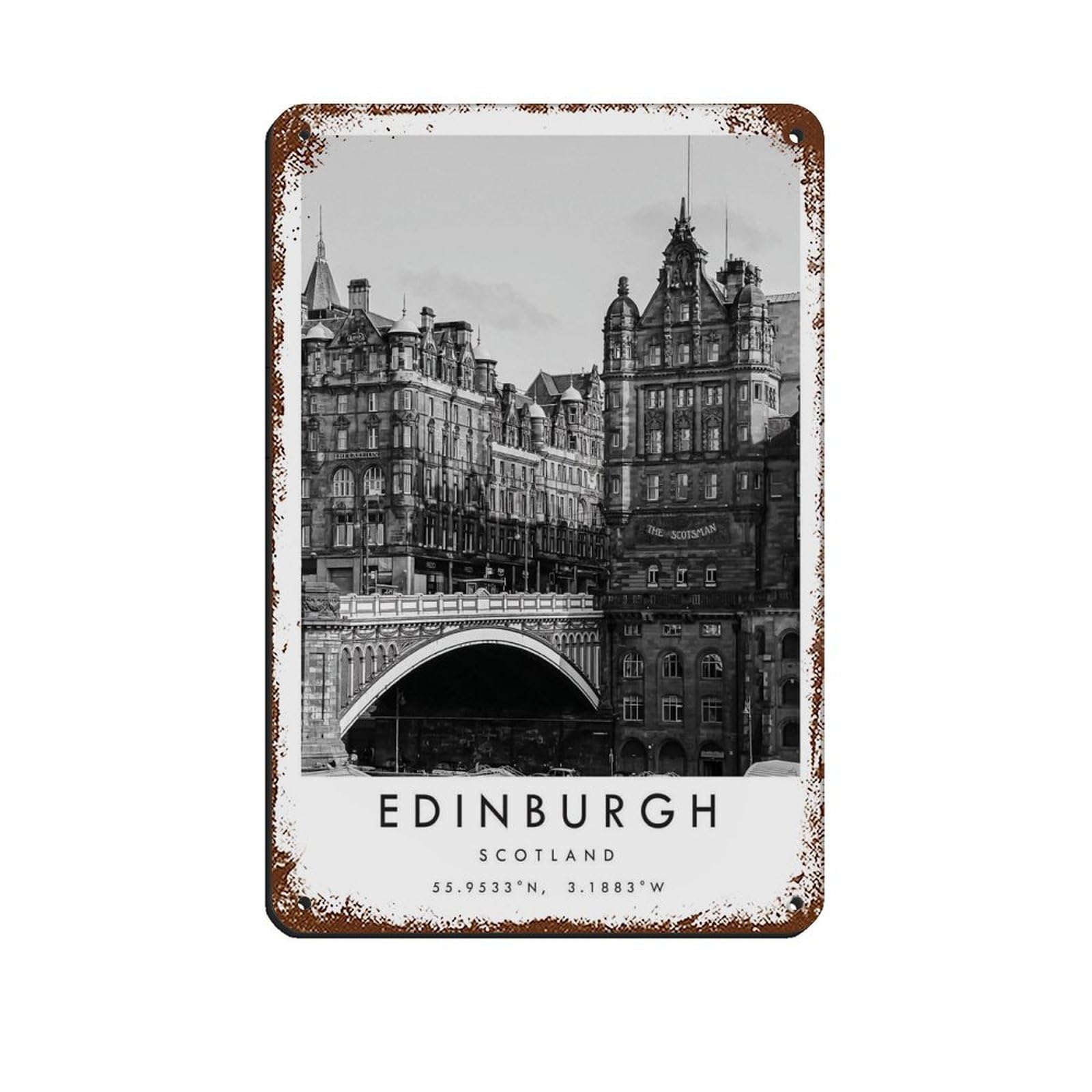 Lxwnze 20L X 30W Cm Edinburgh Travel, Edinburgh Poster (2) Retro Poster Metal Tin Sign Chic Art Retro Iron Painting Bar People Cave Cafe Family Garage Poster Wall Decoration 8X12inch(20X30cm)