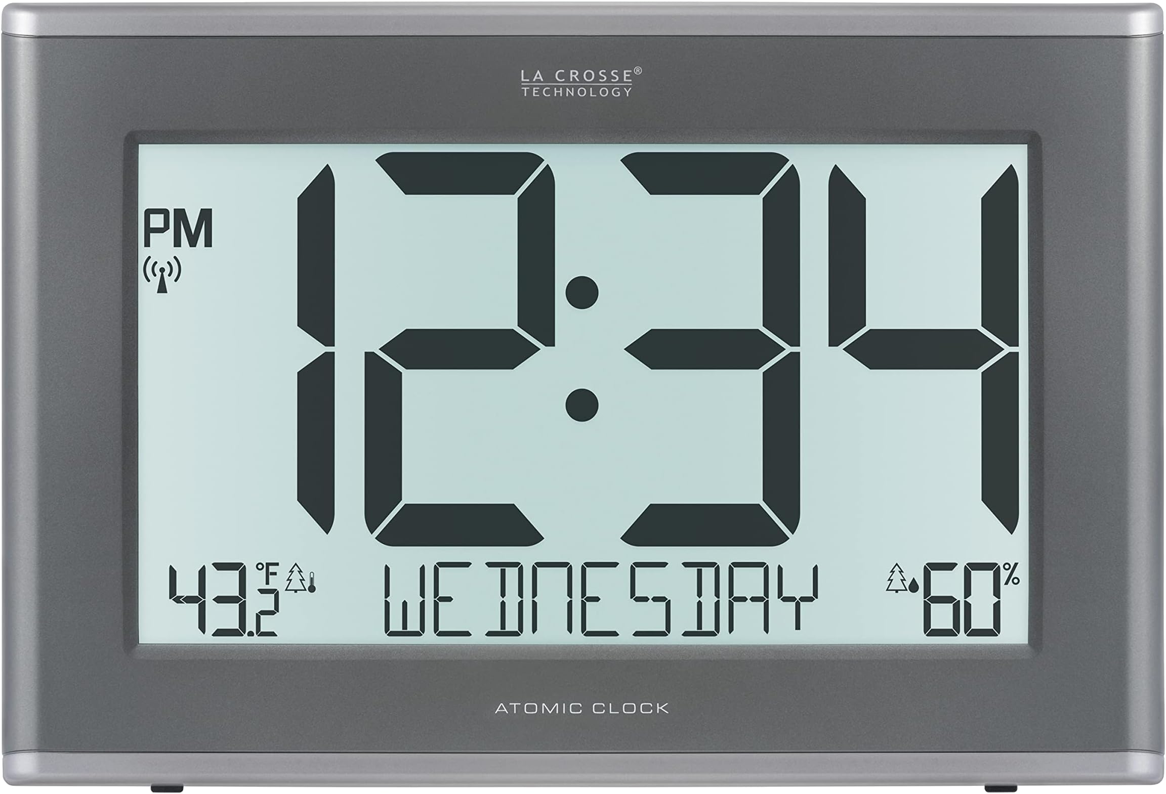 La Crosse Technology Atomic Digital Clock - Moon Phase & Calendar With Temperature