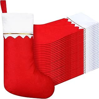 Felt Christmas Stockings 15 Inch Party Favors Stockings Xmas Decoration Stockings Rustic Christmas Santa Stockings for Christmas Holidays Anniversaries Home Bedroom Decorations (Red, 24 Pieces)