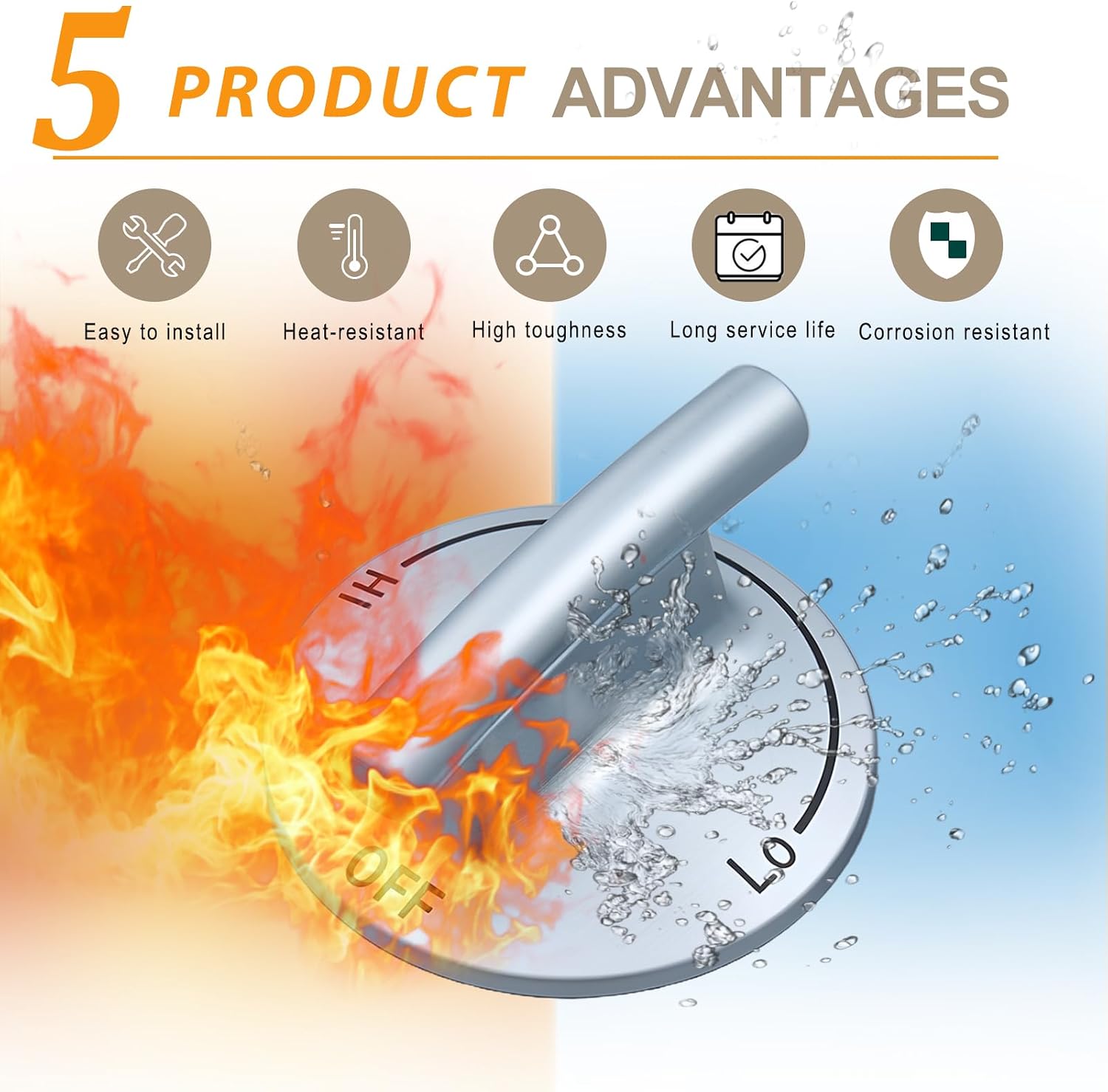 Upgraded 7733P415-60 74009554 Stove Burner Knob Replacement Parts for Jennair Maytag Kitchenaid Gas Range Knobs JGC8536ADB JGC8430BDS Jenn-air Downdraft Cooktop Knobs Oven Control Knob Silver