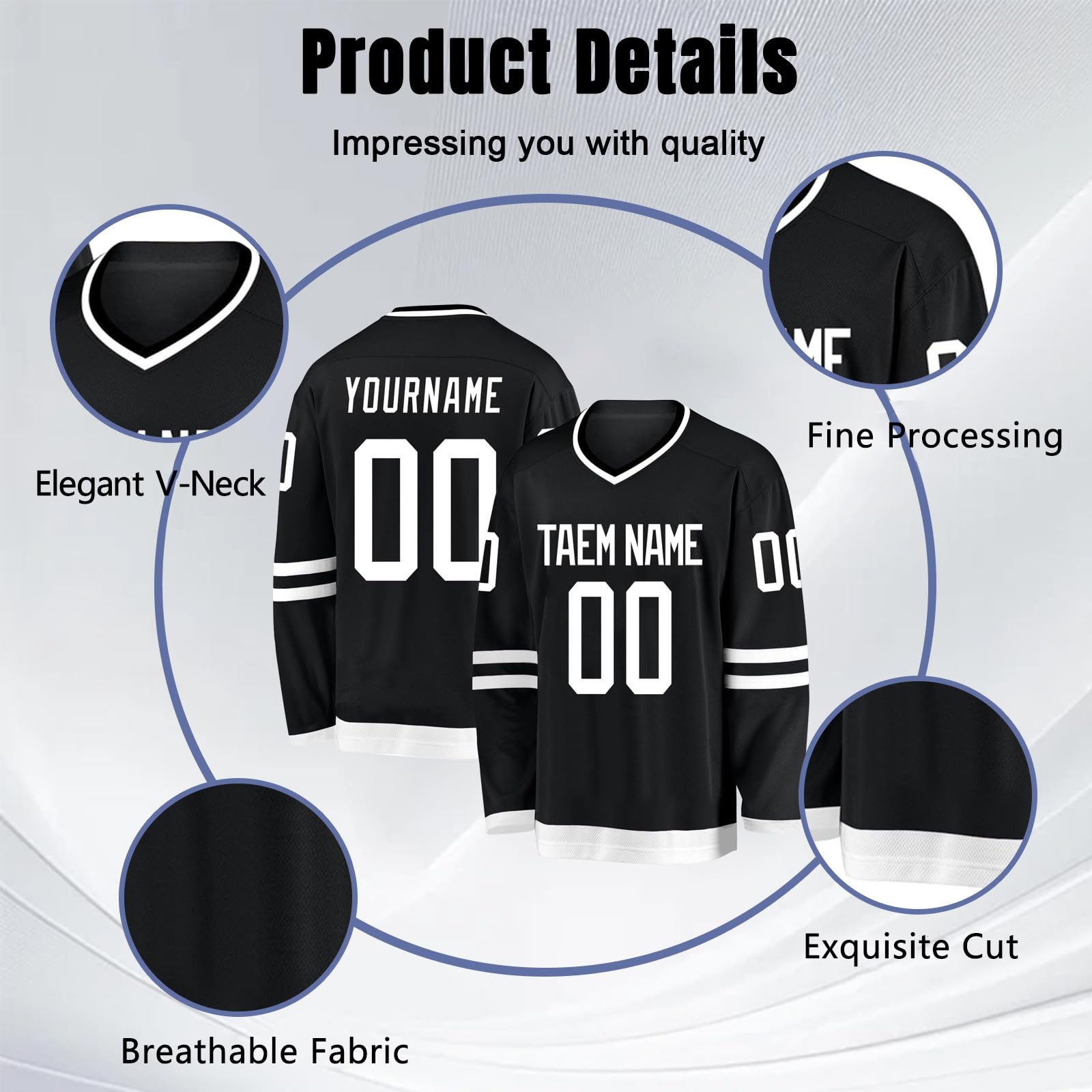 Maglia da Hockey personalizzata,Progetta la tua maglia da Hockey personalizzata con nome/squadra/numero, maglia da Hockey con nome adatto ai regali per bambini e adulti stile 3 KAN0827A