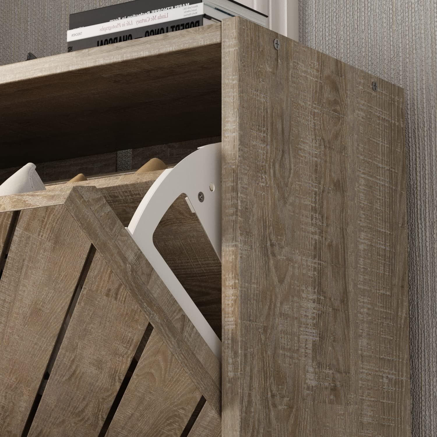 Hitow Shoe Storage Cabinet, Narrow Shoe Cabinet with 3 Drawers & Shutter Doors, Small Space Entryway Freestanding Shoe Rack with Adjustable Shelf, Natrual (22.4" W x 9.4" D x 42.3" H)