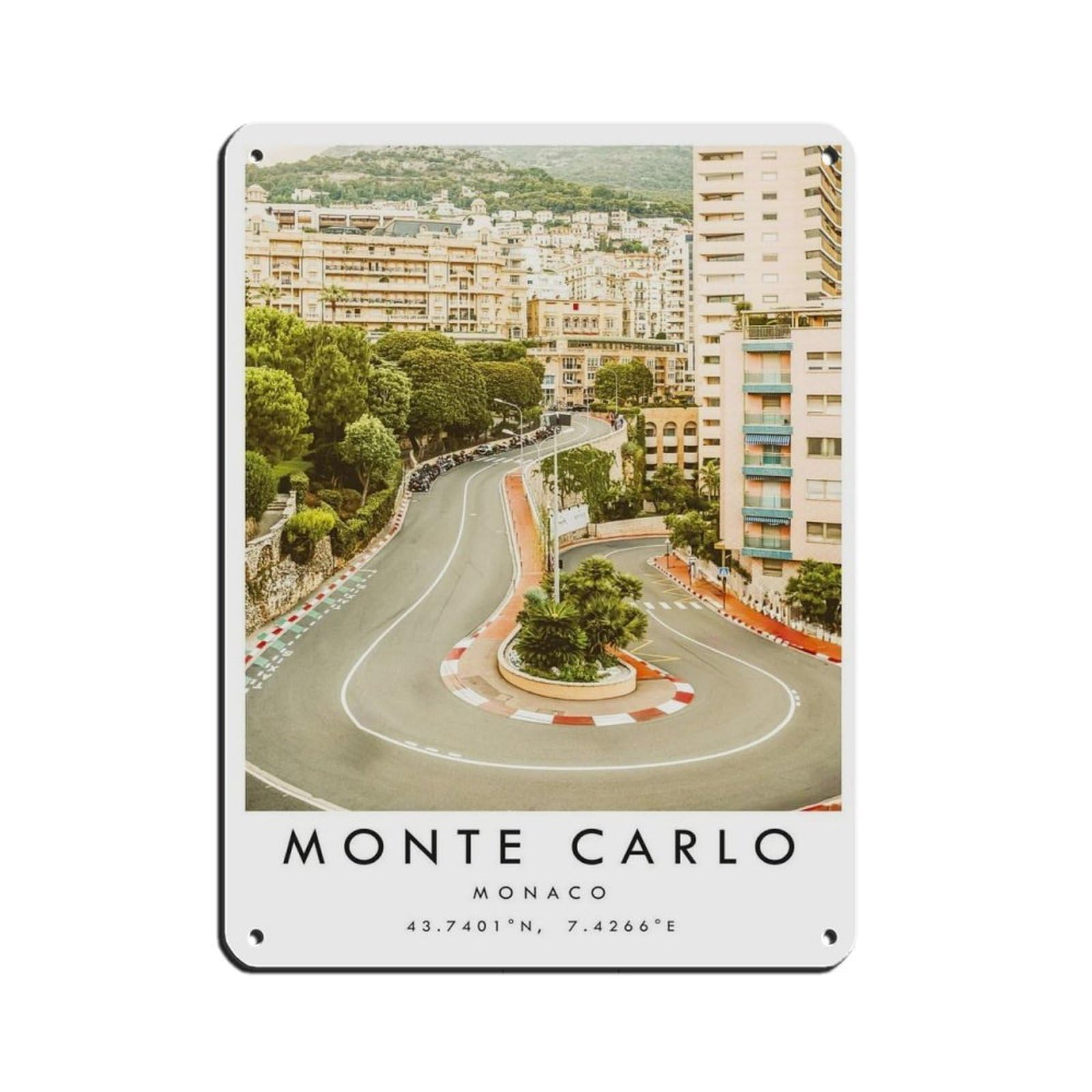 Monte Carlo Travel, Monaco Travel Poster Retro Poster Metal Tin Sign Chic Art Retro Iron Painting Bar People Cave Cafe Family Garage Poster Wall Decoration 12x16inch(30x40cm)