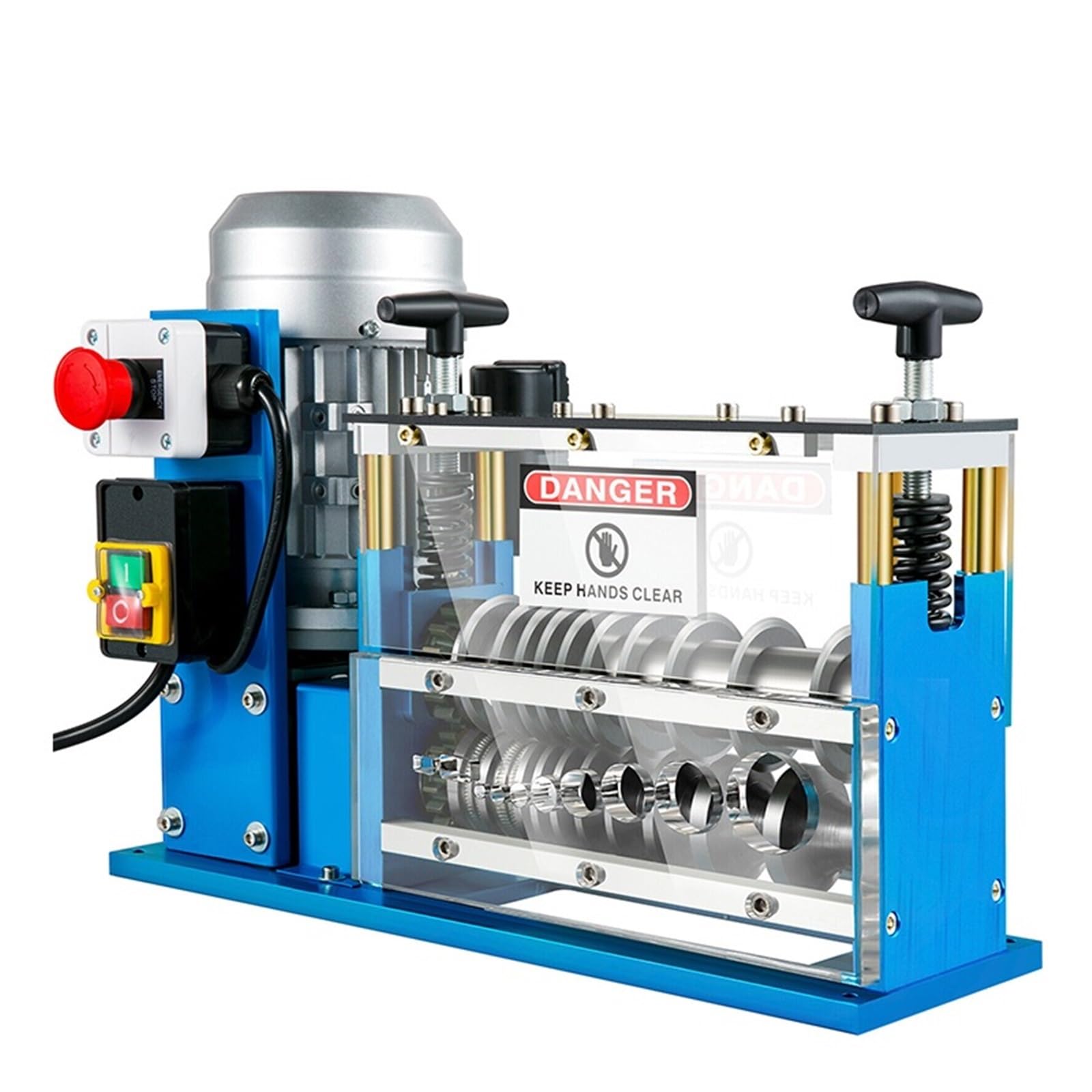 Electric Wire Stripping Machine, Cable Stripper 1.5-38mm 11 Channels Acrylic + Aluminum W/Blade for Scrap Copper Recycling(750W)
