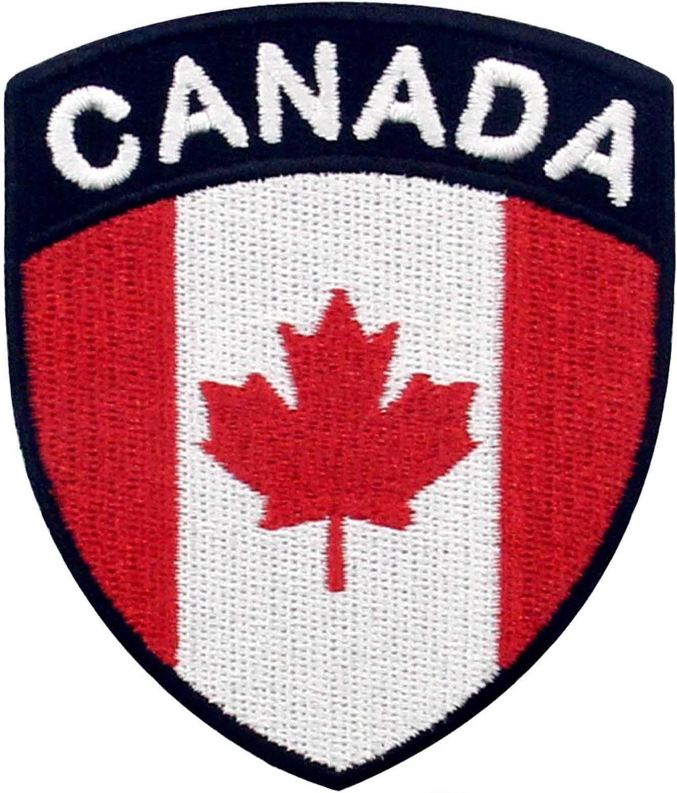 EmbTao Canada Flag Shield Patch Embroidered National Morale Applique Iron On Sew On Canadian Emblem