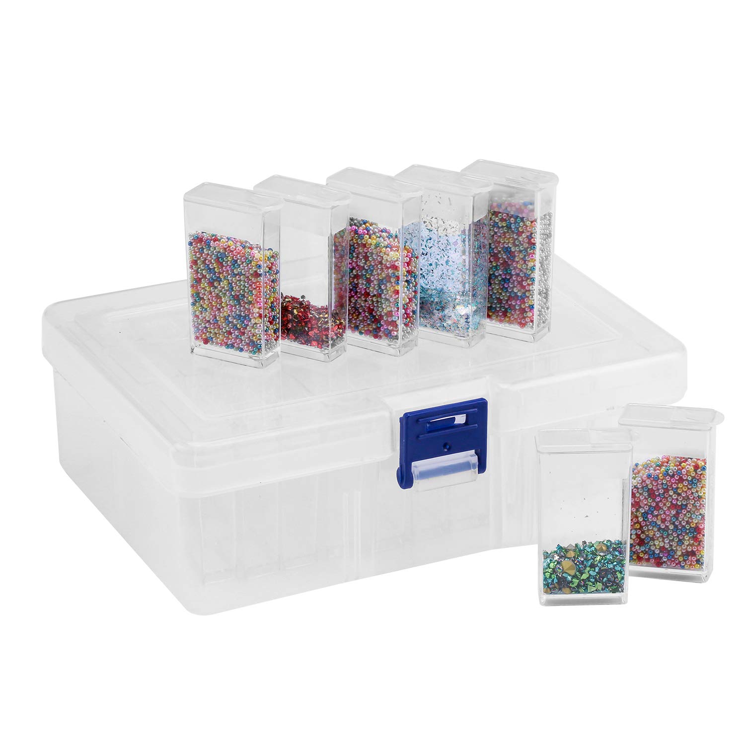 50 Pcs Clear Plastic Bead Storage Organizer With Lid | Small Removable Containers For Nail Art Rhinestones, Jewelry, Diamonds, Crafts