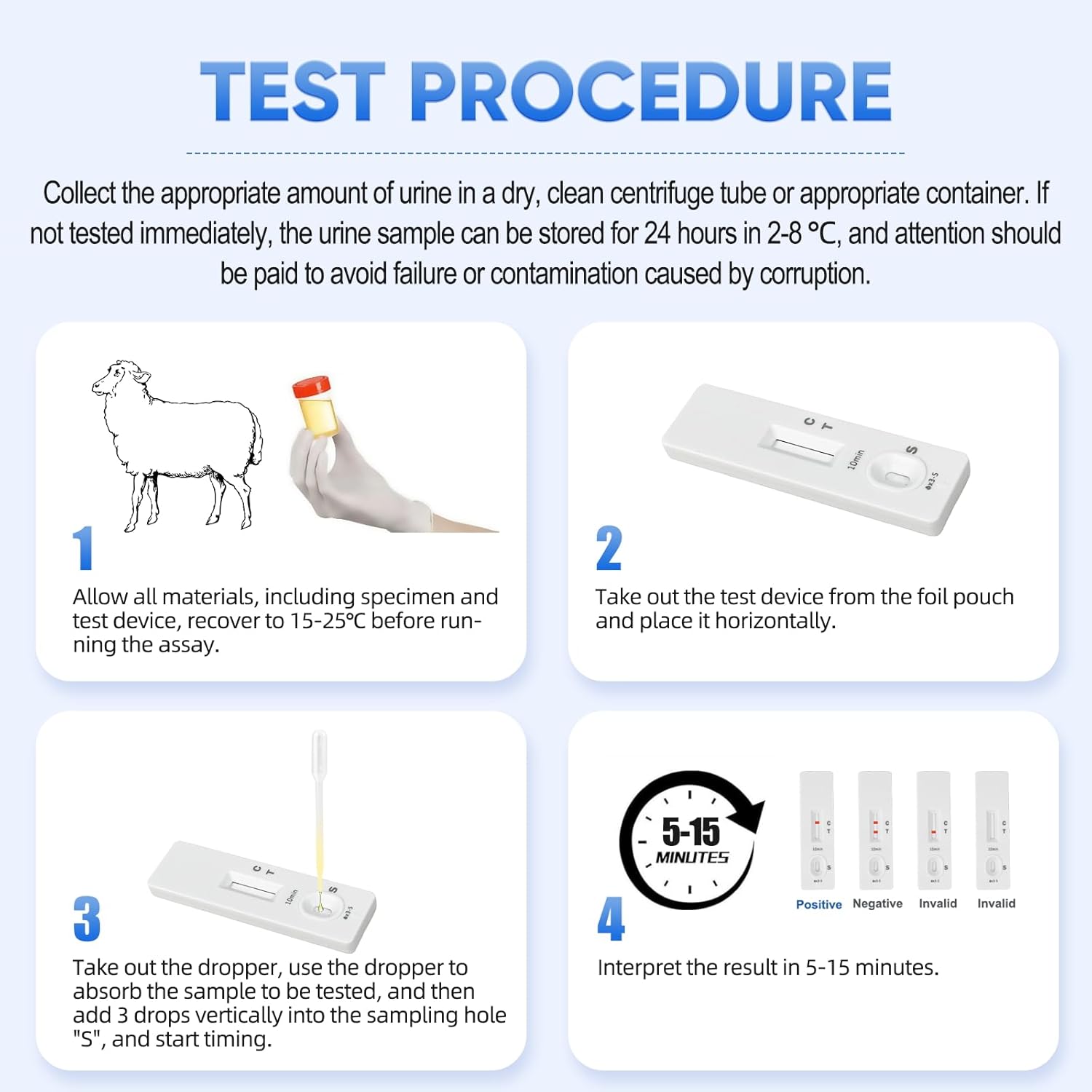 Sheep Goat Pregnancy Test Kit, 5 Pieces Urine Test Strips for Ewe Early Detection, Results in 5-15 Mins, Accurate & Easy Home Farm Use