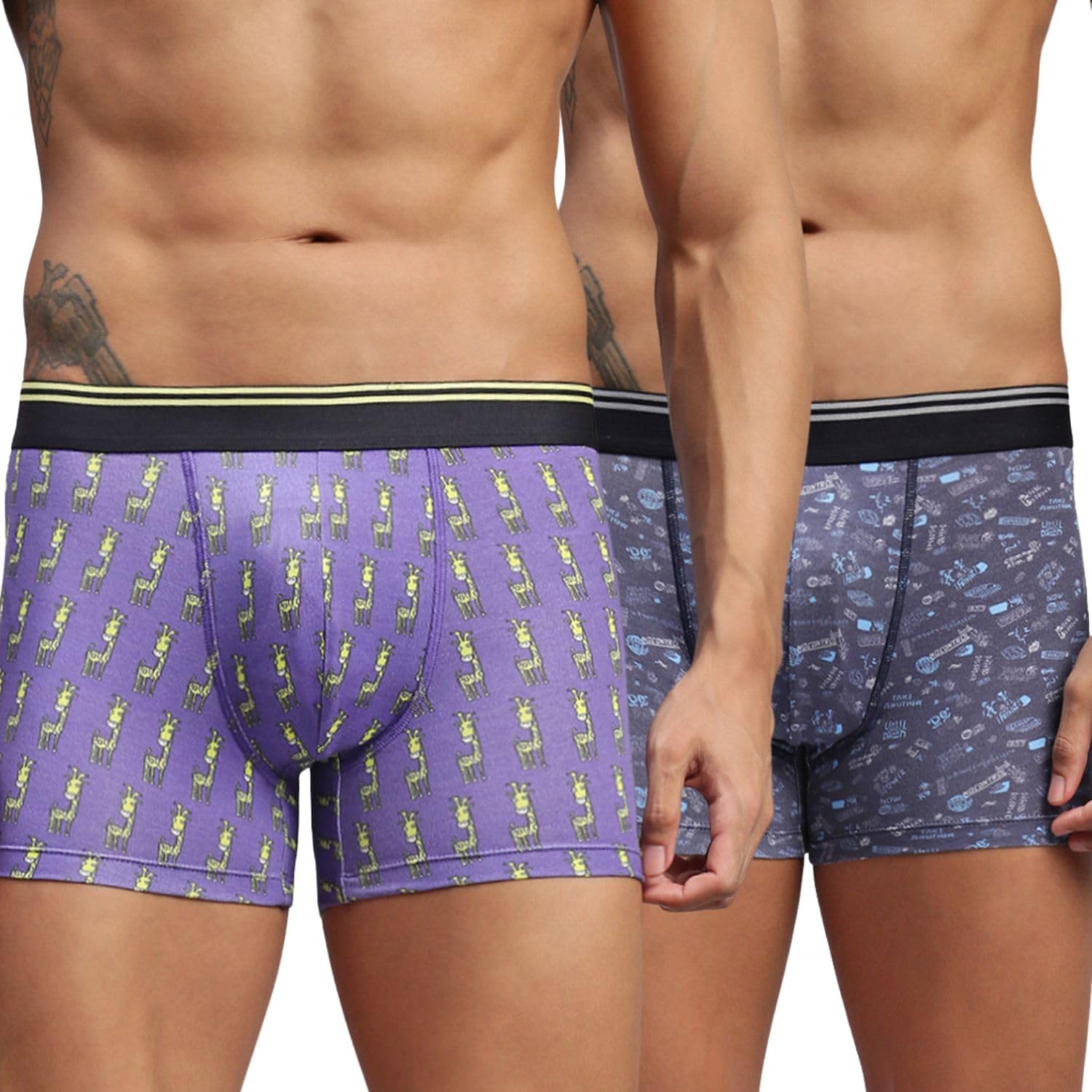 hayu 2PC Pack of Funky Giraffe & Graphic Navy Men Modal Printed Trunks-picture-19