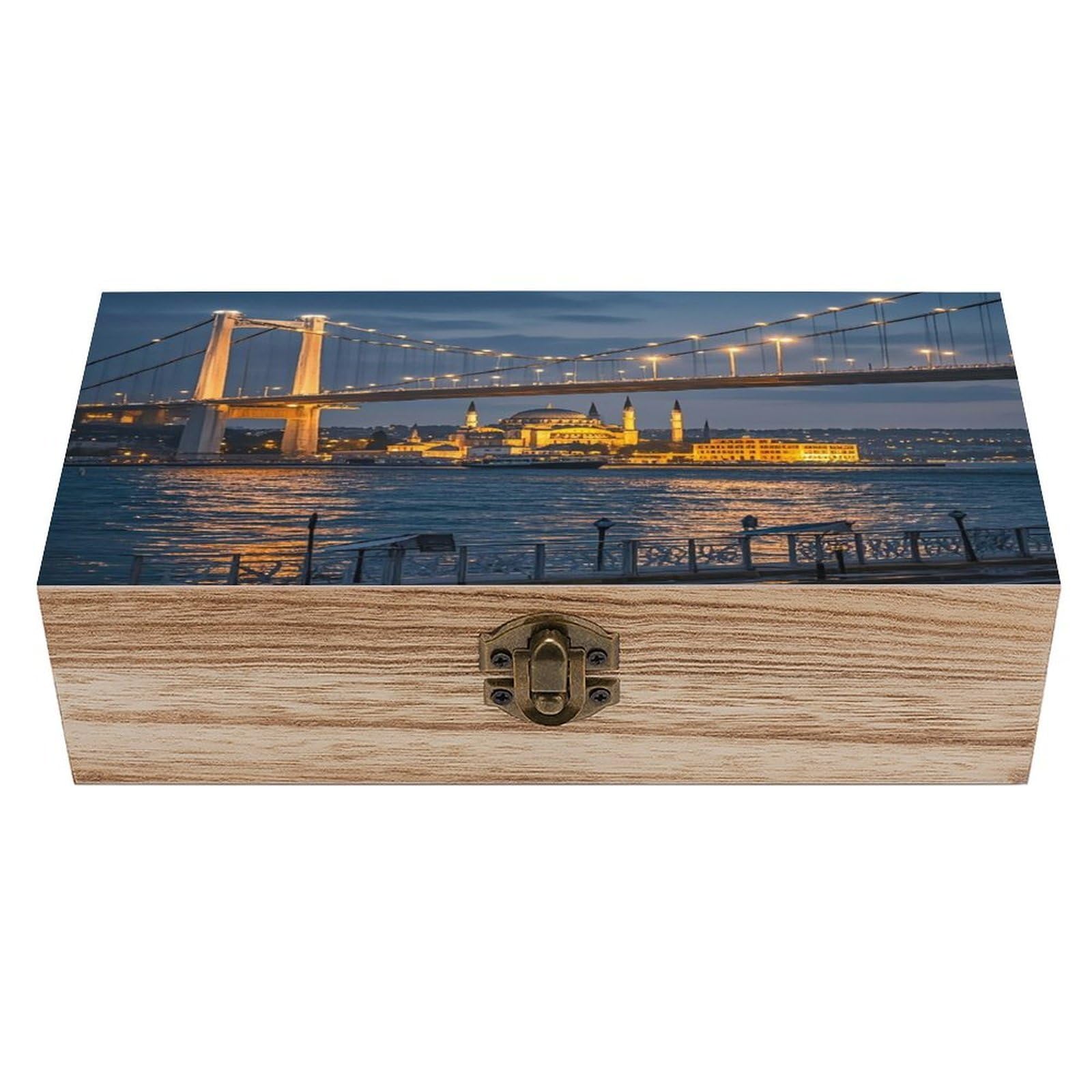 LZQPOEAS Strait Bridge Wooden Box Storage Space to Organize Jewelry in A Beautiful Small Storage Box Decorative Card Boxes Memory Treasure Boxes for Crafts And Photo Storage