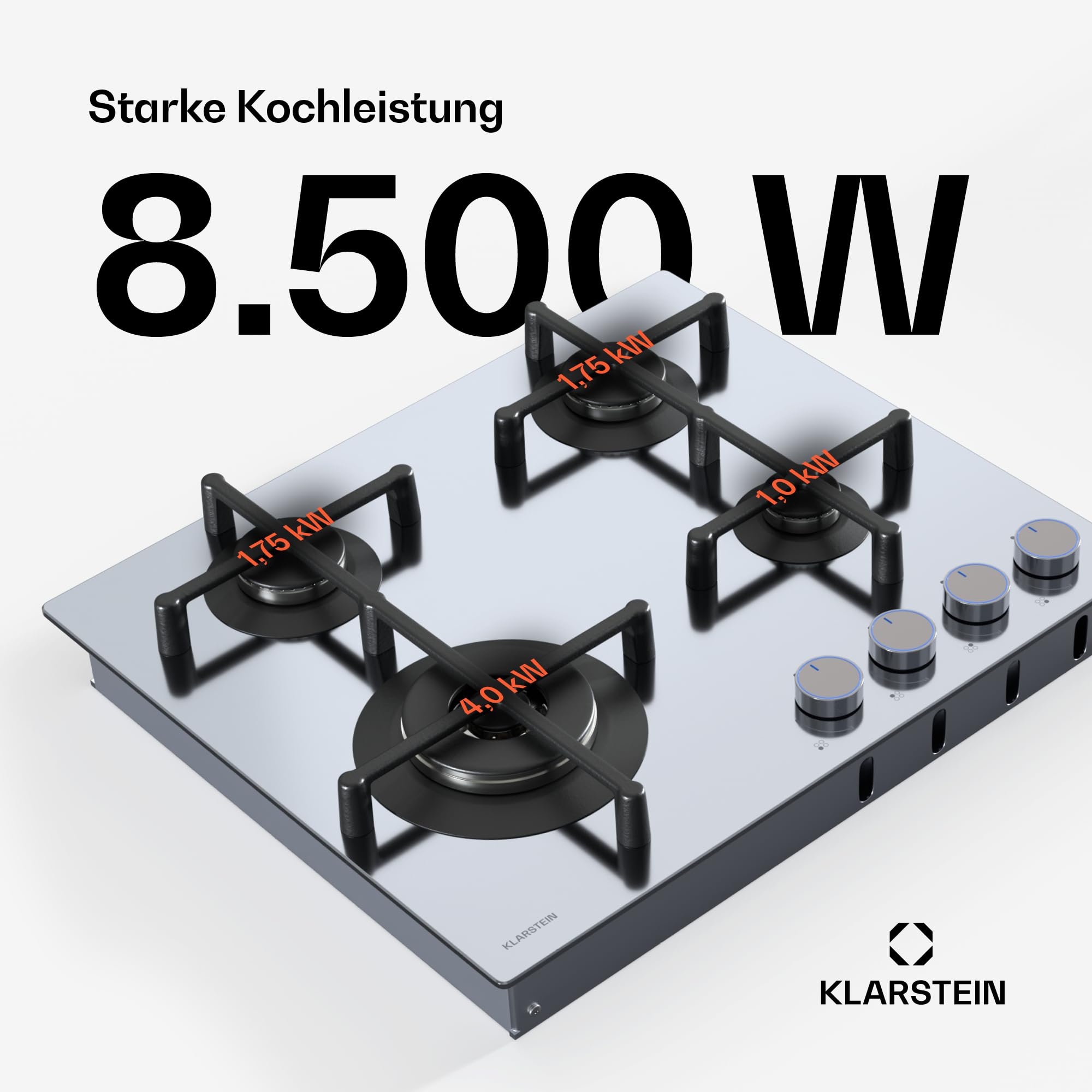 Klarstein Illuminosa Płyta Gazowa 4 Palniki 60cm Srebrny
