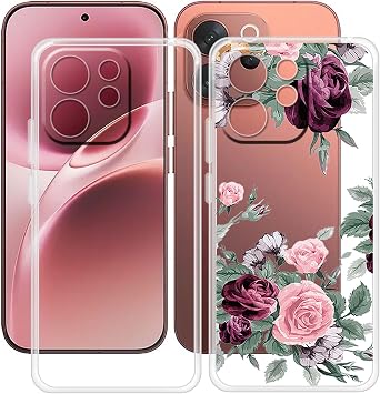 for Vivo V70 Elite Case 6.59", 2 Pcs Ultra-Thin Anti-Scratch Back Cover, Clear Silicone Shockproof Shell, Soft TPU Bumper Cover for Vivo V70 Elite - Clear + YQ12