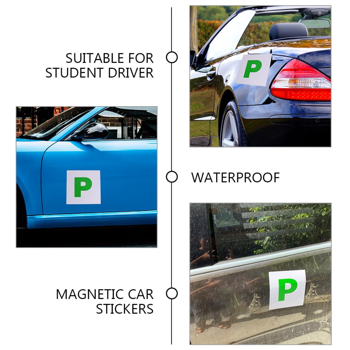 NUOBESTY Adesivi Magnetici per Auto Neopatentati 2 Pezzi, Adesivo Magnetico Scritta P per Studenti e Nuovi Conducenti, Resistente allo Sbiadimento, Facile da Installare per Veicoli