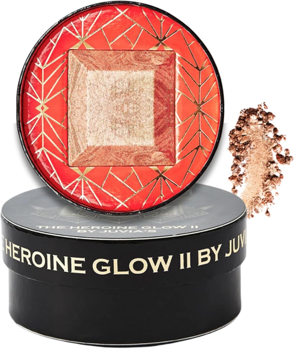 Juvia's Place Heroine Glow II - Baked Shimmer Highlighter Powder, Long-Wearing & Illuminating for All Skin Tones