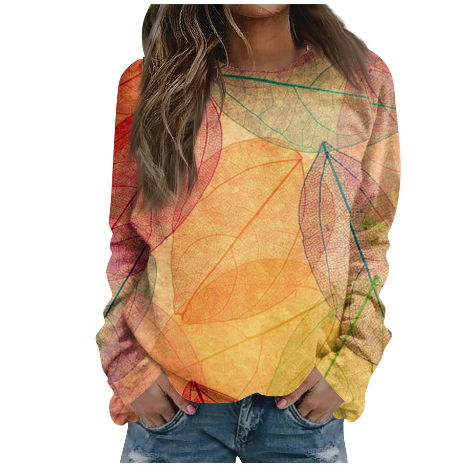 GWNDHTBL Christmas Fun Long Long Sleeve Pullover for Women Outdoor Fit Chute Crew Neck Stretchy Pullover