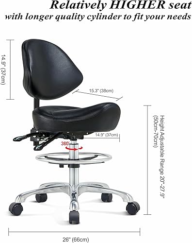 Miniatura 3 de Kastele Kastele Kastele - Taburete ergonómico giratorio, silla de montar hidráulica ajustable con respaldo