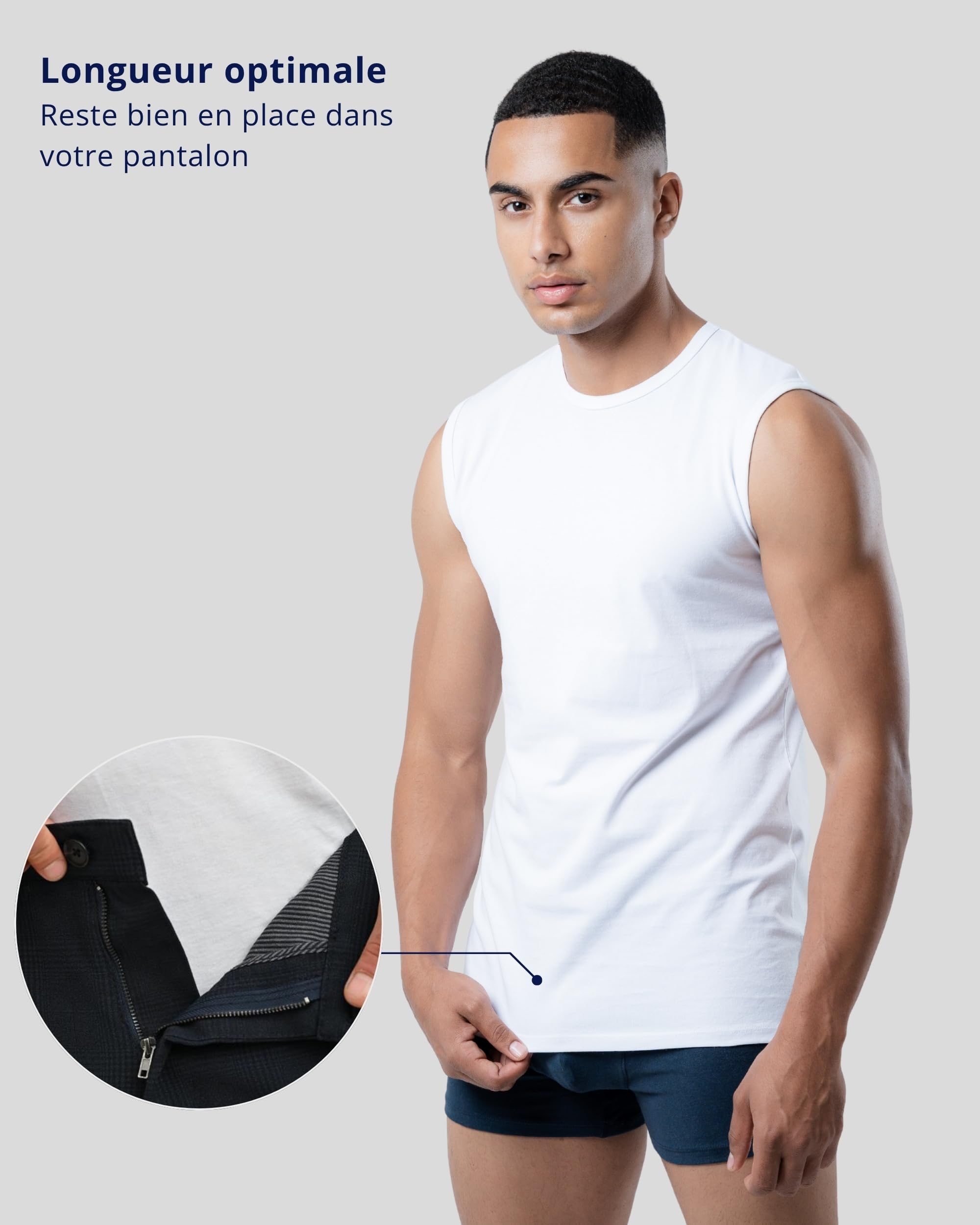 SKIPPER Lot de 3 débardeurs sans manches pour homme, en coton stretch, respirants et indéformables, coupe ajustée, taille S à 3XL