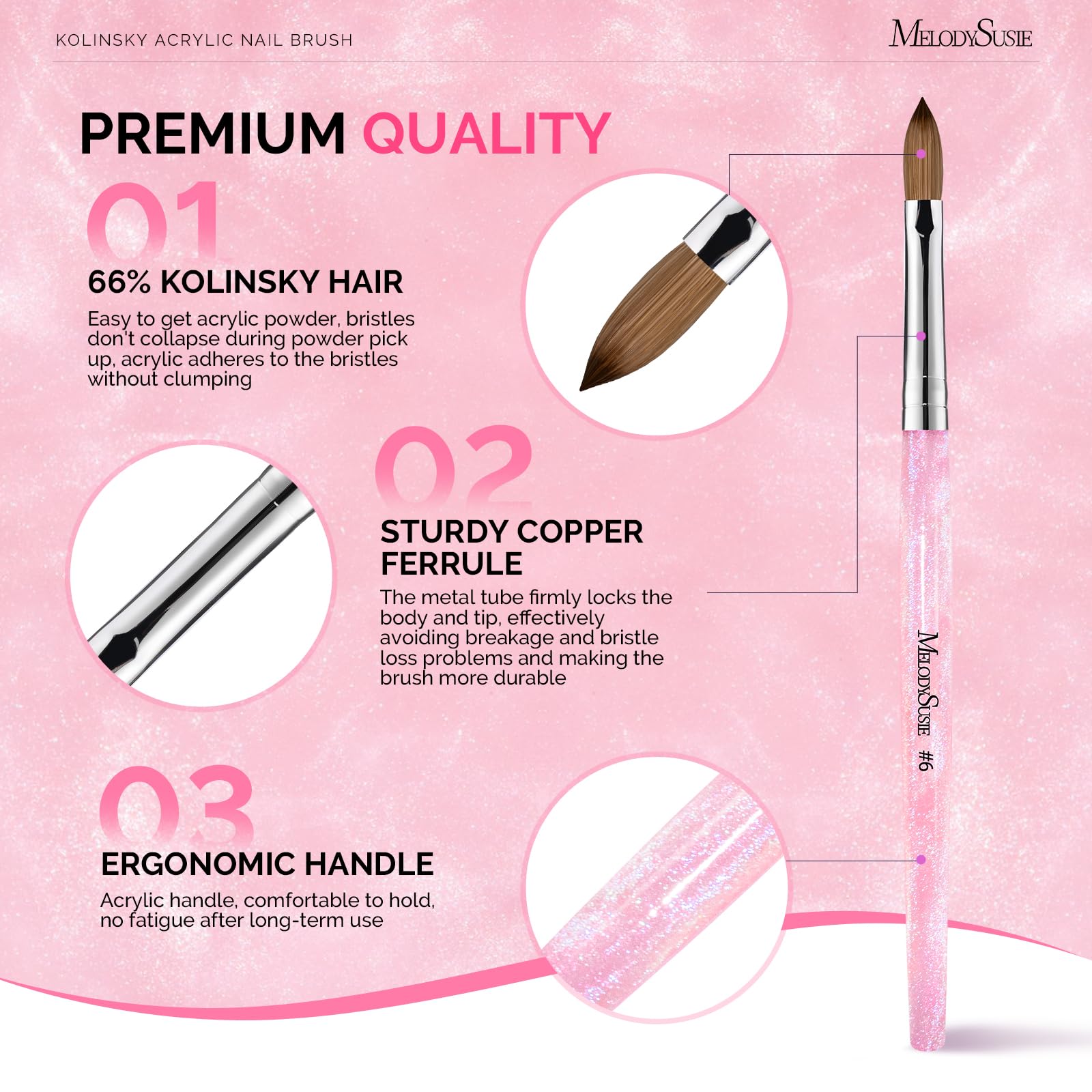 MelodySusie Acrylic Nail Brush for Nail Extension and 3D Nail Art