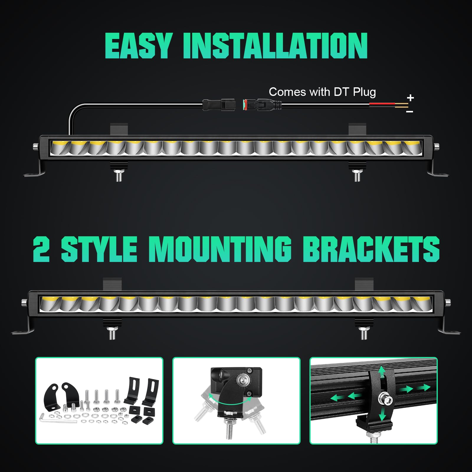 Willpower LED Bar 84cm 33'' 90W LED Light Bar 12V 24V Pojedynczy Rząd Dalekiego Zasięgu Reflektorów LED Light Bar dla 4x4 Ciągnik Samochodowy Ciężarówka Łódź Offroad, 6000K Biały, IP67 Wodoodporna