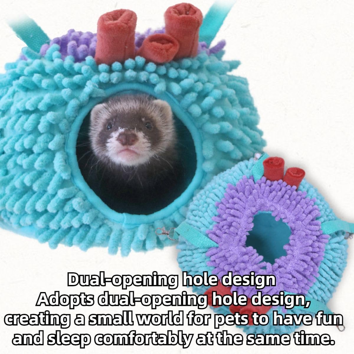 Ferret Cozy Swing Hammock - Hanging Beds for Ferrets Rats Chinchilla Sugar Gliders or Other Small Animals (Purple)