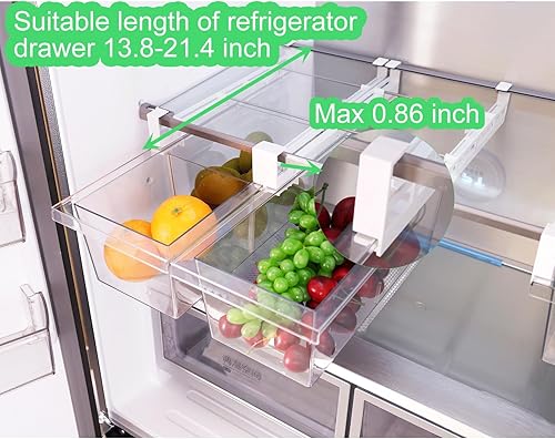 Miniatura 3 de Paquete de 2 organizadores de cajones extra grandes para refrigerador extraíble - Organizador de cajones de refrigerador y contenedores de