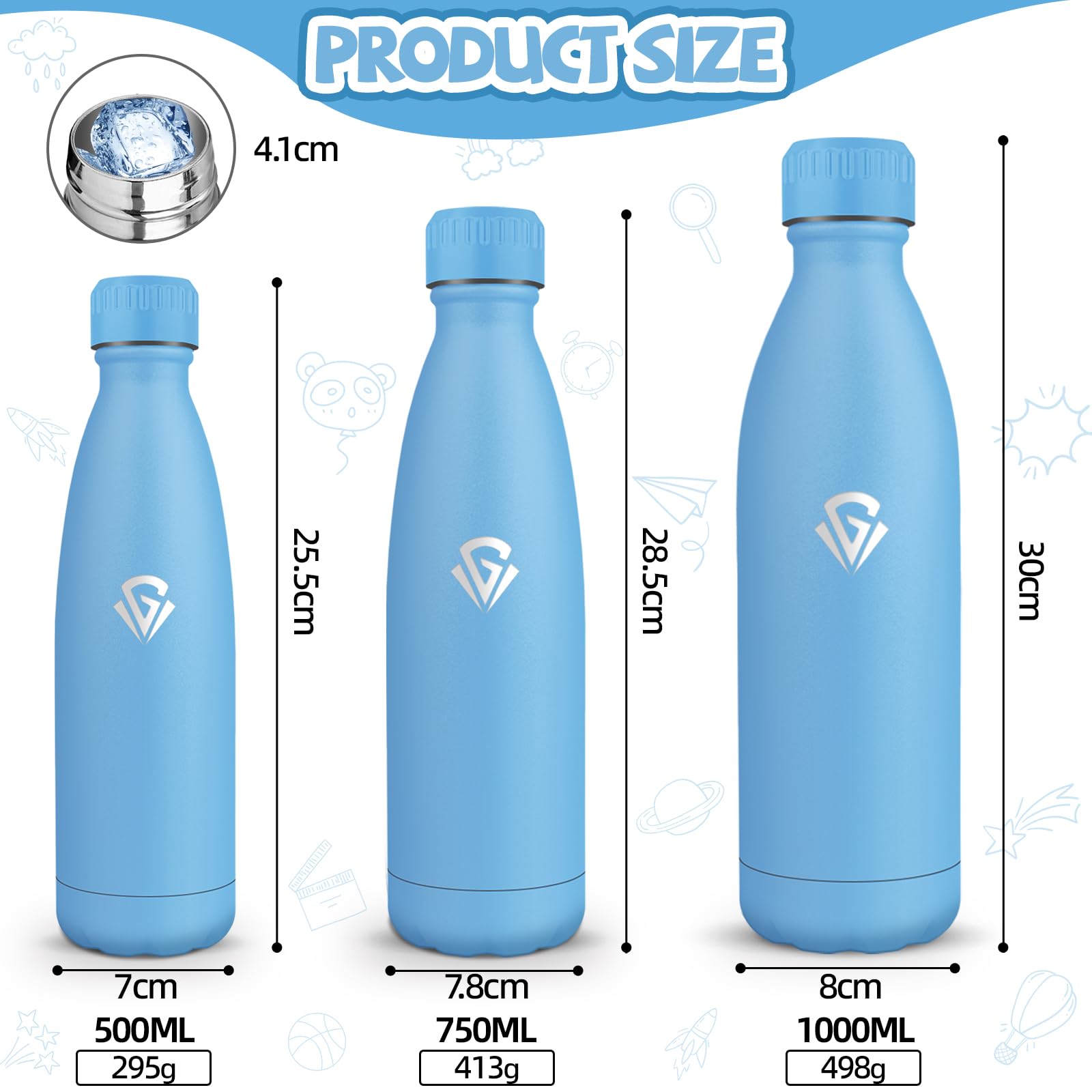 Gourde Isotherme 500ML Acier Inoxydable 18/8 Bouteille Isotherme Sans BPA Étanche Double Isolation