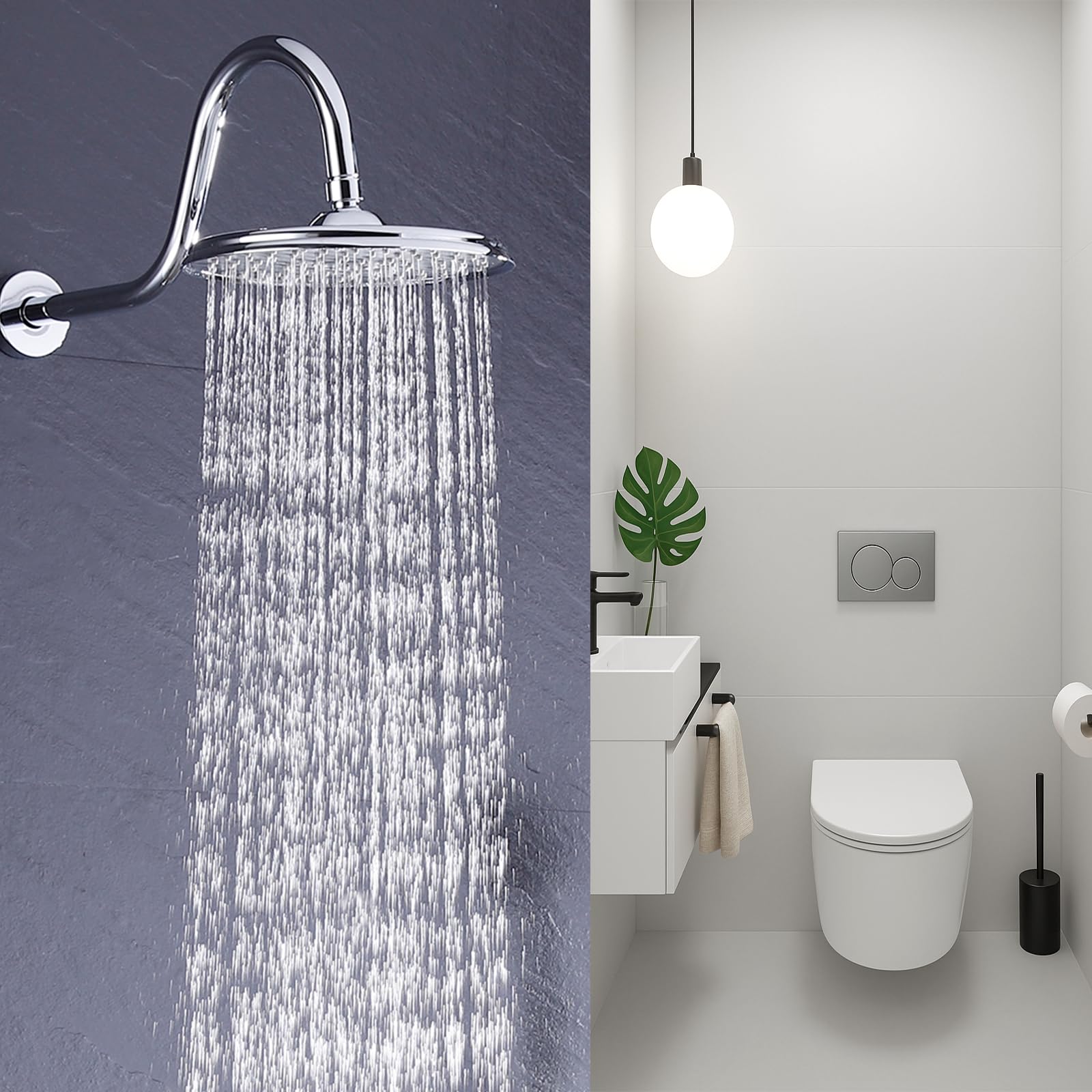 KES 9 Inch High Pressure Rain Shower Head – Fixed Ceiling Mount, Chrome, Adjustable Swivel Ball Joint, Tool-Free Install, G1/2 Fitting