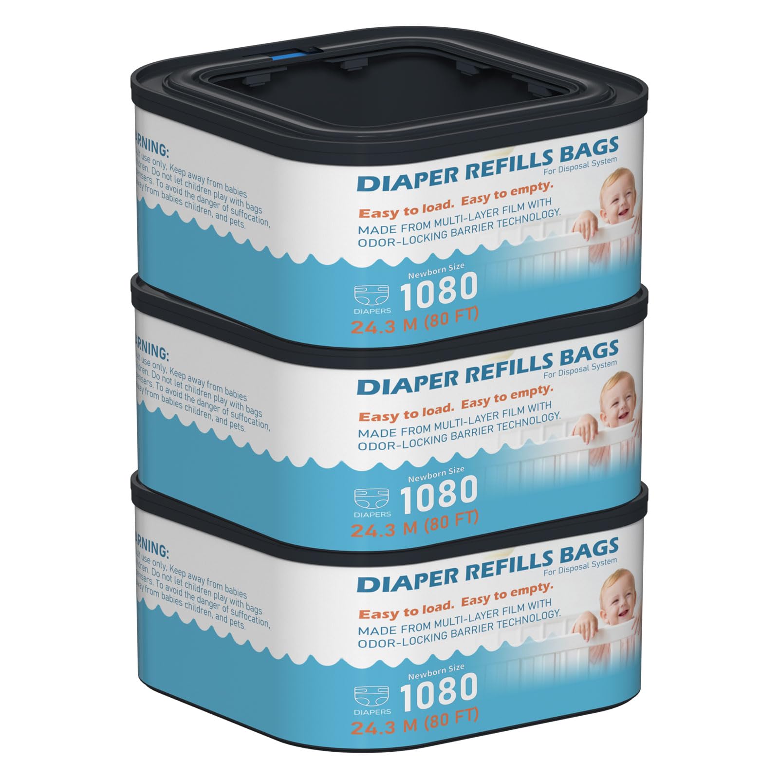 Photo 1 of Fununcat Jumbo+ Square Diaper Pail Refills, 3 Pack