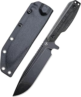 LENGREN RoboCop 10.9 Inches Sleipner Steel Full Tang Fixed Blade,Outdoor Camping Jungle Barrier Tactics Knife,Flax Handle with Kydex Sheath