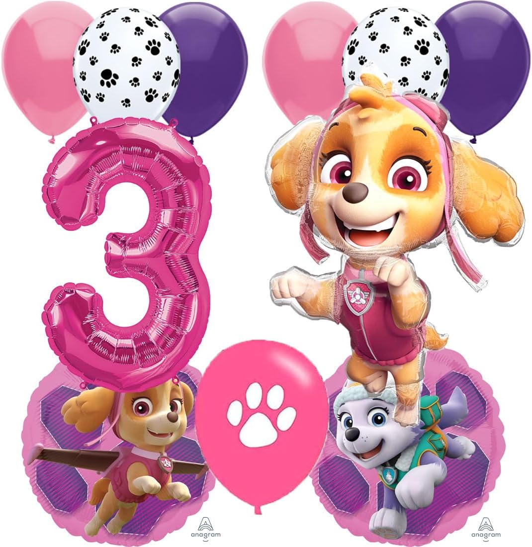 Birthday Balloons, Girls Theme Collection, Party Accessory, Multicolor, 3rd Birthday