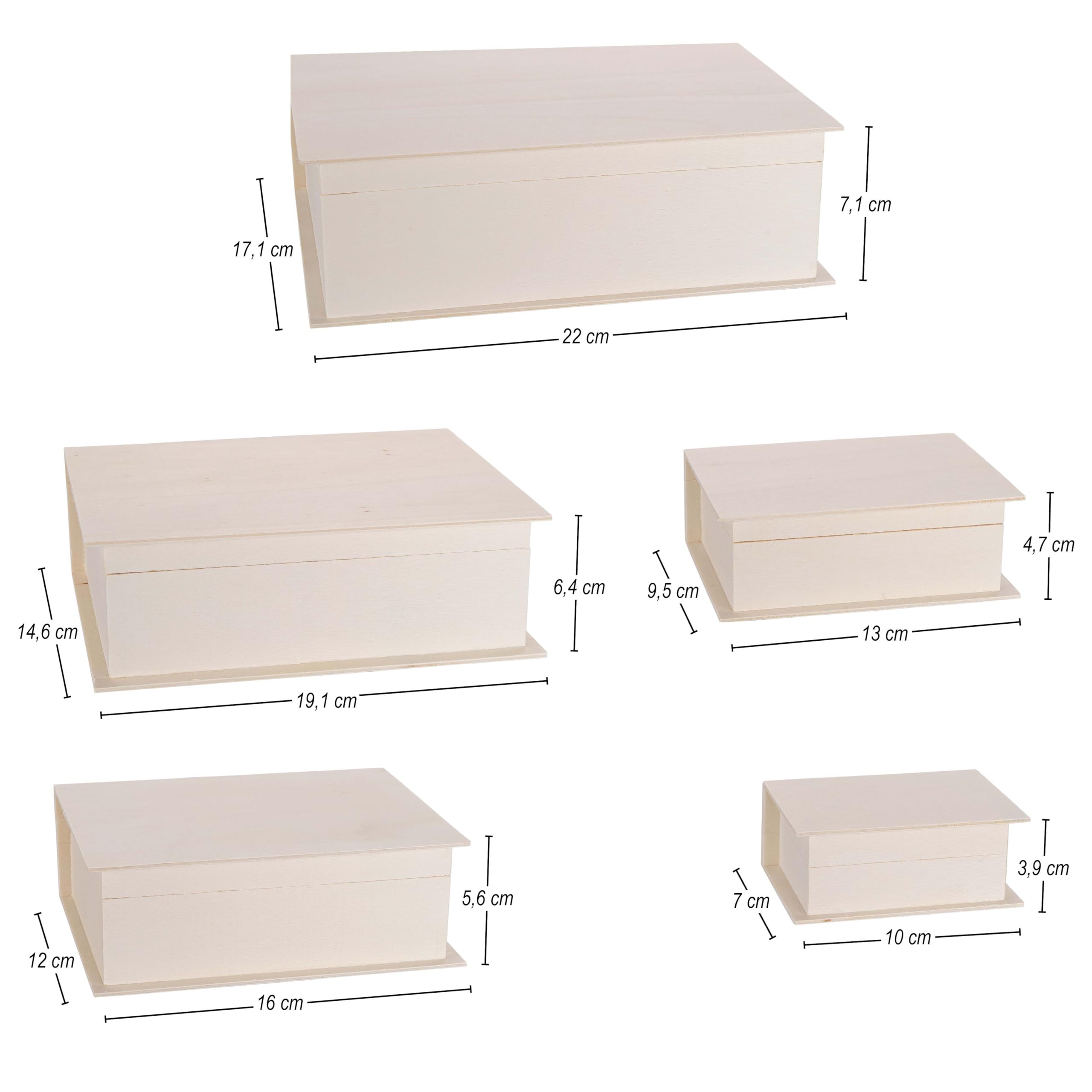 Ideen Mit Herz Holz-Boxen-Set - 5 Nostalgische Aufbewahrungskisten Mit Metallverschluss