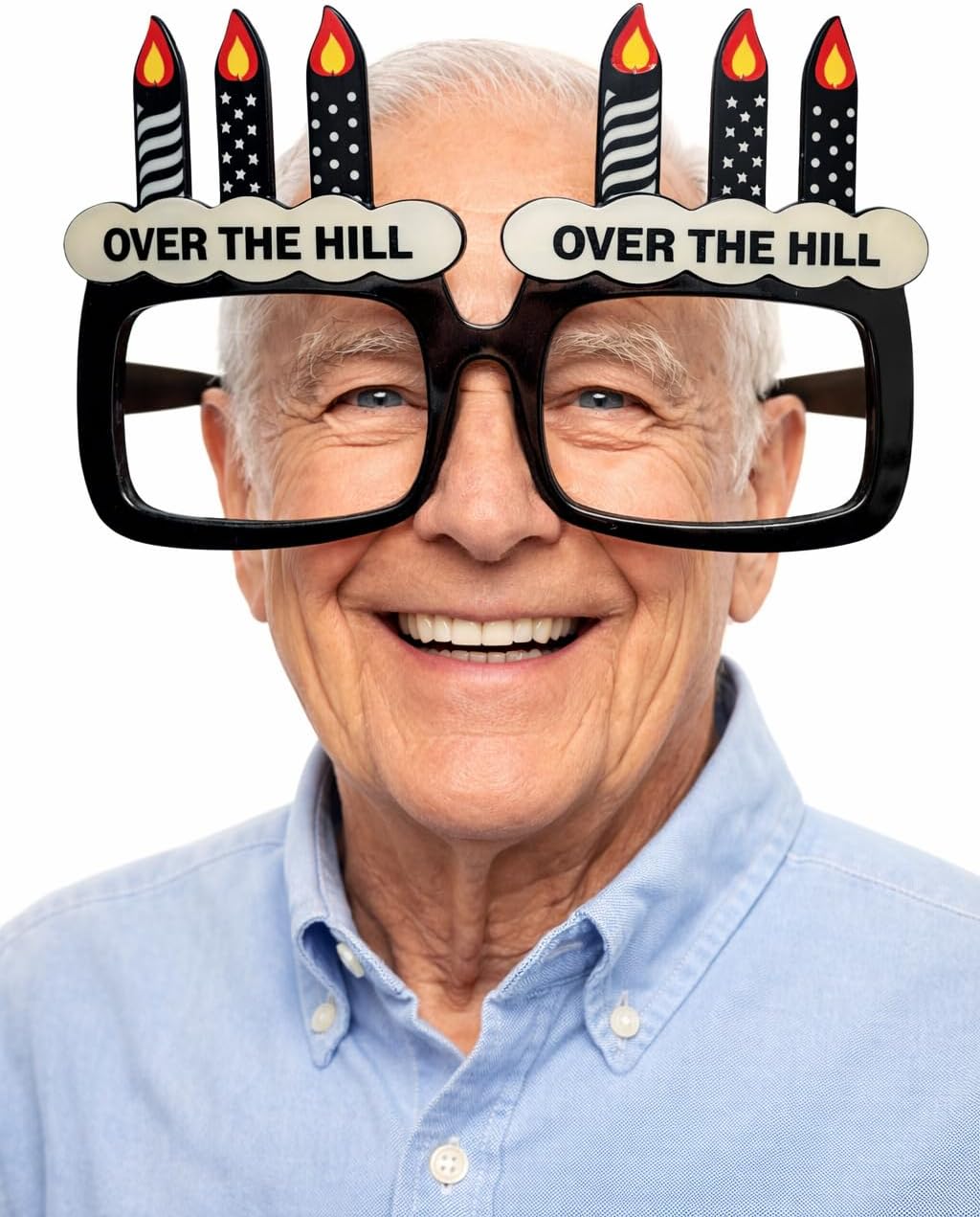 Over the Hill Birthday Glasses | Old Birthday Glasses | Over the Hill Party Decorations | Old Birthday Candles Frames | Older Age Celebration Gag Gifts | One Size | No Lenses | Unisex