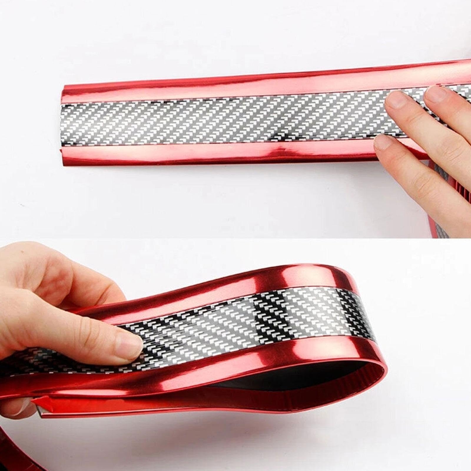 Tira Protectora de Parachoques Pegatinas para Coche, Protector de umbral Puerta antiarañazos, Tira Goma Fibra Carbono, película Protectora para Parachoques(B)