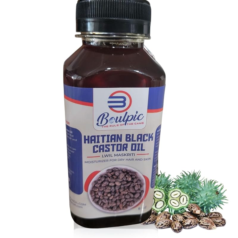 Óleo de mamona preta haitiana Generic Lwil Maskriti, prensado a frio e não refinado, 240 mL