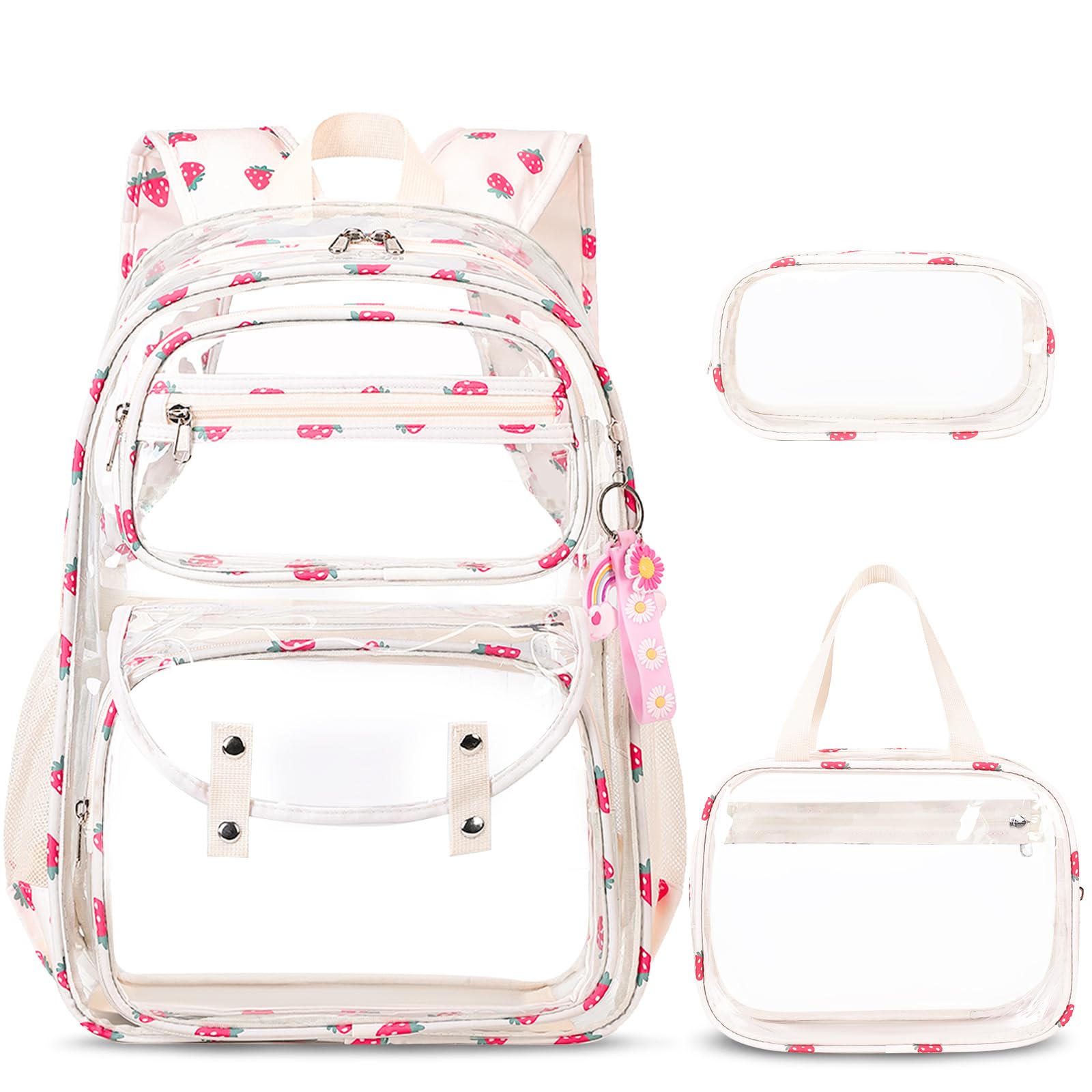 ACESAK Clear Backpack for Boys Girls - 3 Pcs Clear Heavy Duty with Lunch Bag - See Through Backpack Stadium Approved