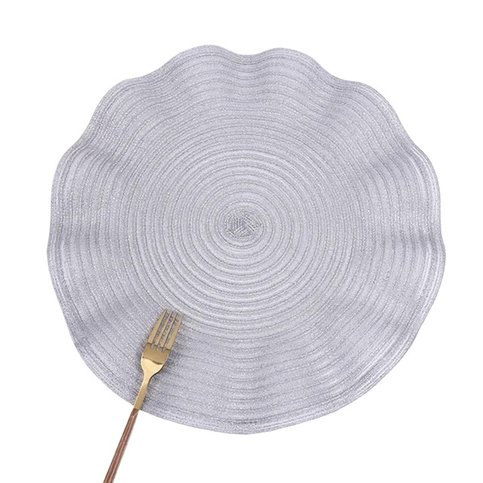 Sets de table ronds tissés argentés antidérapants et résistants à la chaleur lot de 6