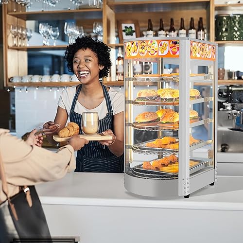 Miniatura 8 de ROVSUN Calentador de alimentos con pantalla para pizza, calentador de alimentos comercial para encimera, calentador eléctrico de pretzel con