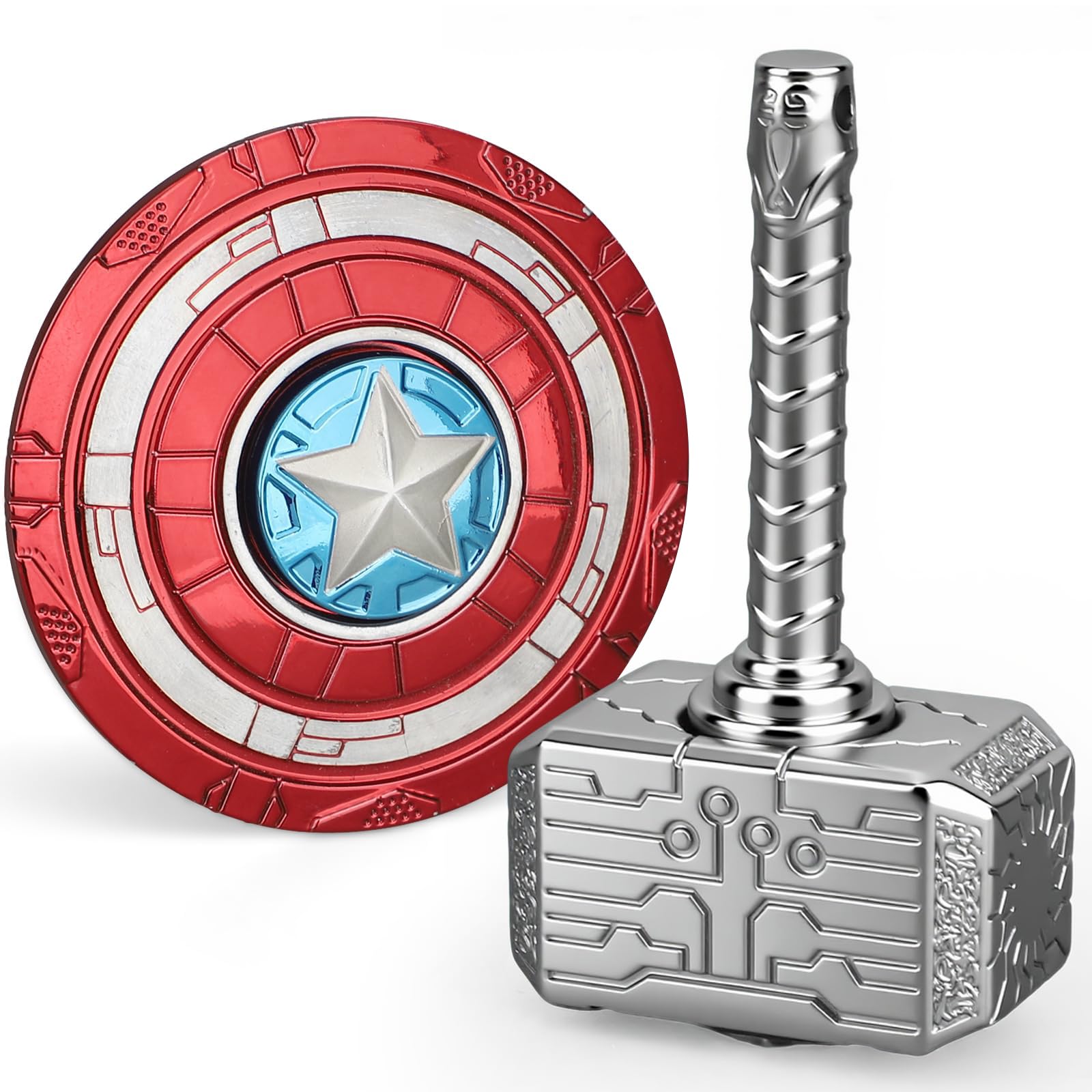 Cool Hammer Fidget Spinner Toy for Kids Adults, Metal 2 in 1 Hammer for Kids Adults, Keychain Infinity Cube for Office Stress Relief, Goody Bag Filler, 2 Pack Birthday (with Case)