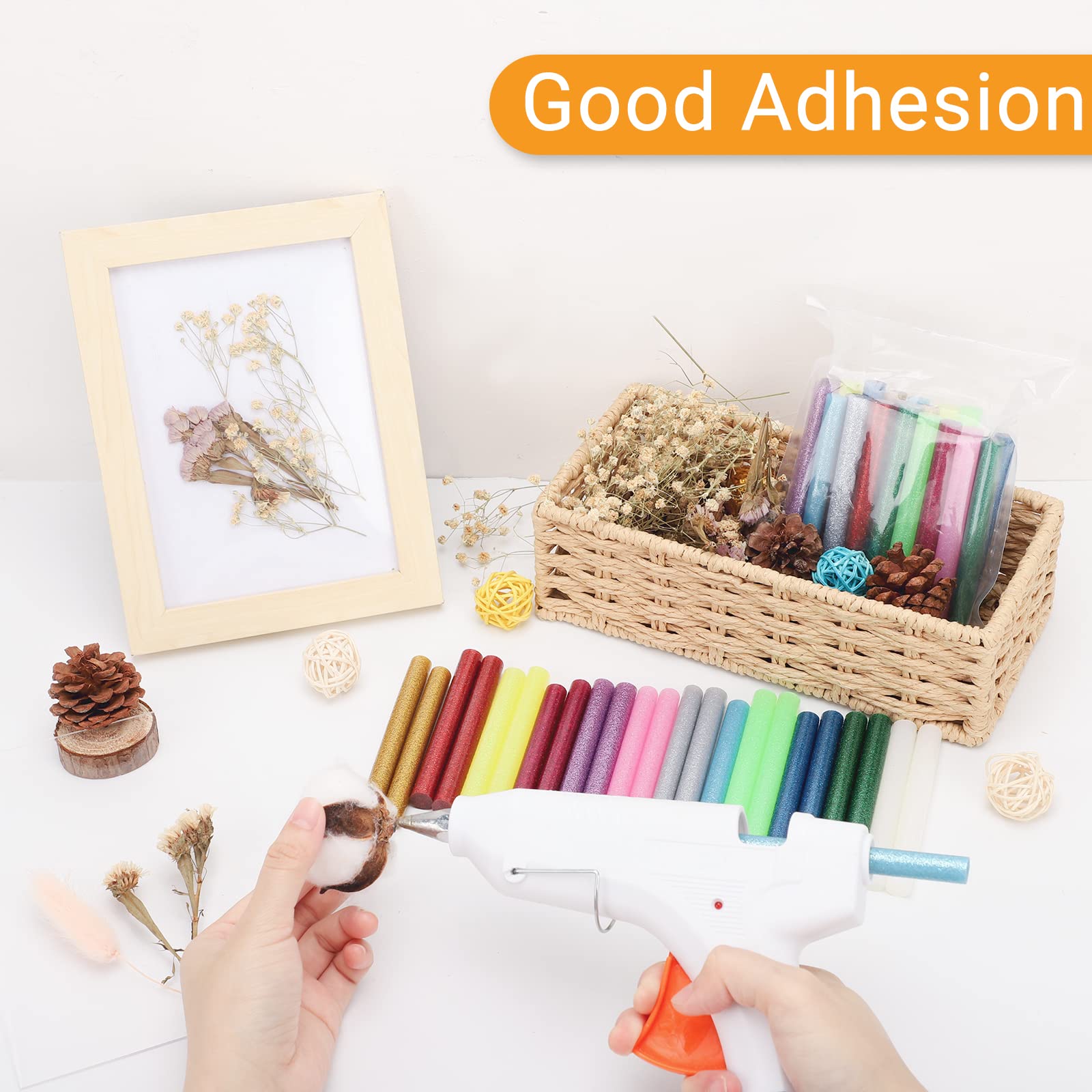 Barras de pegamento caliente de color con purpurina, 48 unidades de tamaño completo, varillas de pegamento termofusible de colores, barras de cera adhesivas para manualidades, a granel para