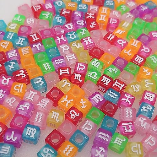 Miniatura 2 de 200 cuentas de constelación del alfabeto acrílico de cubo blanco colorido de 0.27 x 0.27 pulgadas, formas mixtas de plástico, cuentas sueltas de
