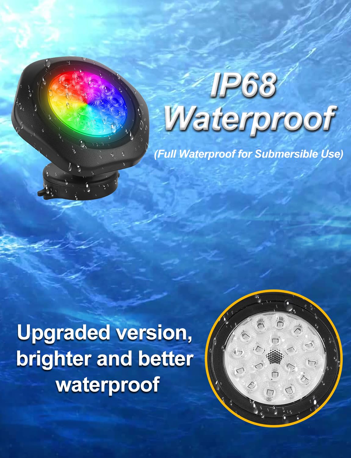 Luci Subacquee Piscina RGB NATPOW 4 In 1 - 16 Colori, Telecomando Bluetooth, IP68, 7.6m Cavo - Foto 6